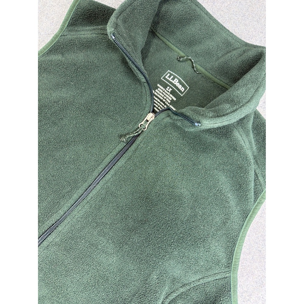 LL Bean Fleece Vest Womens 1X Green‎ Full Zip Polartec Gorpcore Outdoors Hiking